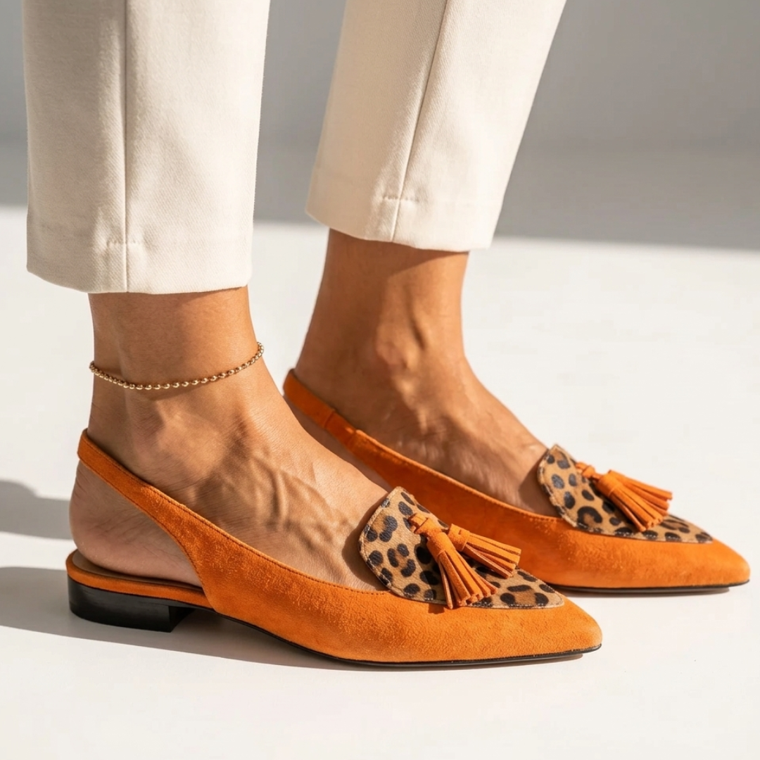 Светлана – Равни обувки тип slingback със заострен връх