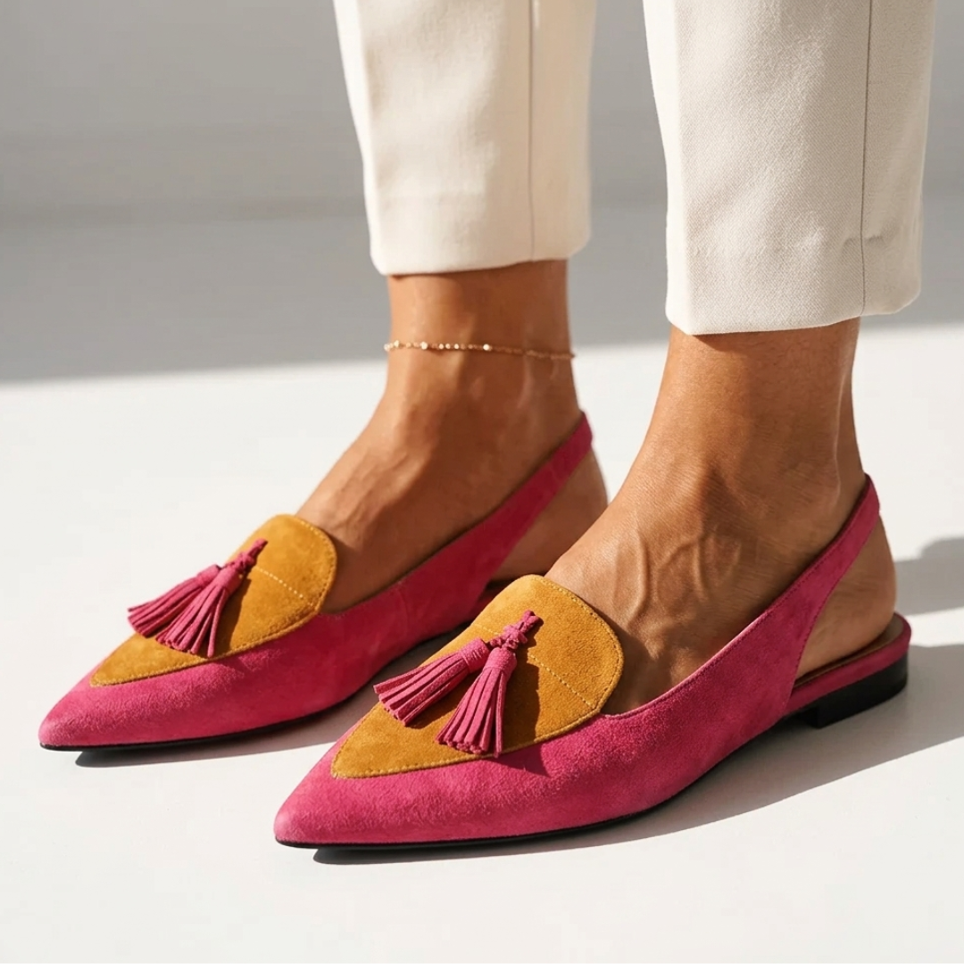 Светлана – Равни обувки тип slingback със заострен връх
