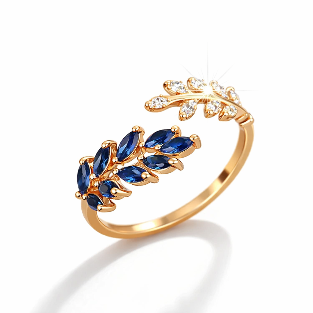Сузана – Пръстен от розово злато със син камък в центъра