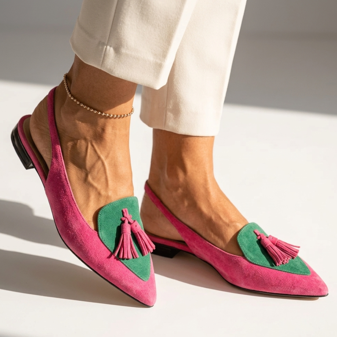 Светлана – Равни обувки тип slingback със заострен връх