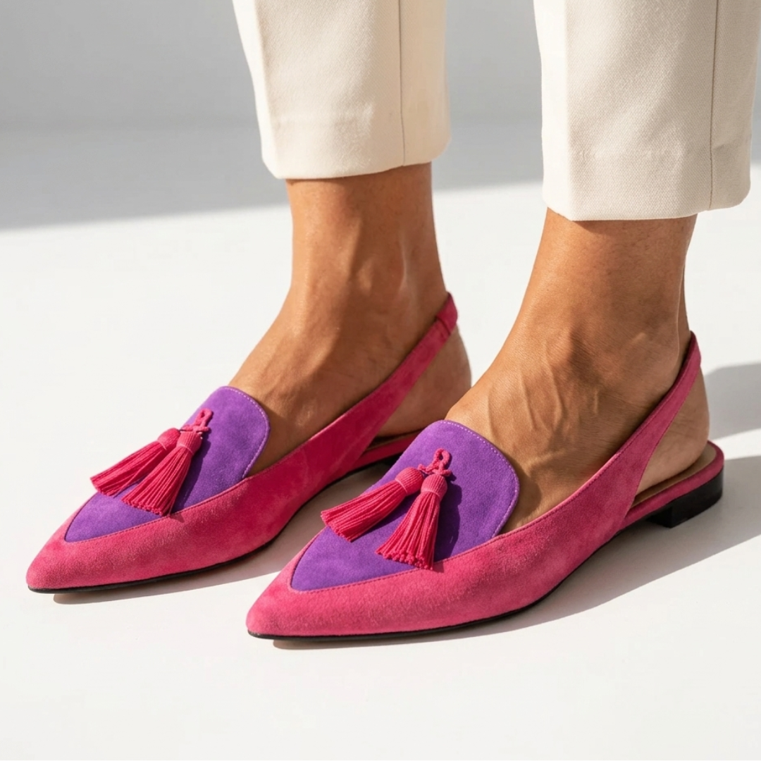 Светлана – Равни обувки тип slingback със заострен връх